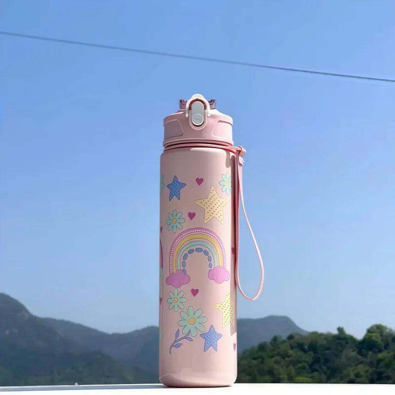Gourde enfant rose arc-en-ciel