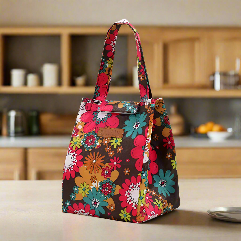 Joli sac isotherme repas fleur coloré