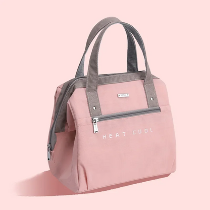 Sac repas isotherme femme rose gris
